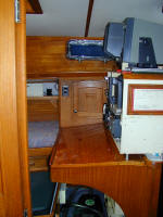 Cheoy Lee custom offshore cutter for sale - nav station / chart table